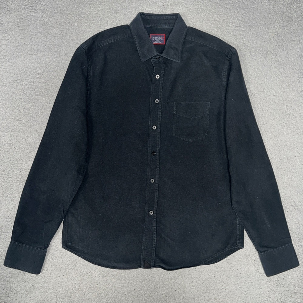 UNTUCKit Shirt Men's Size Medium Black Slim Fit Long Sleeve Pocket Button Down